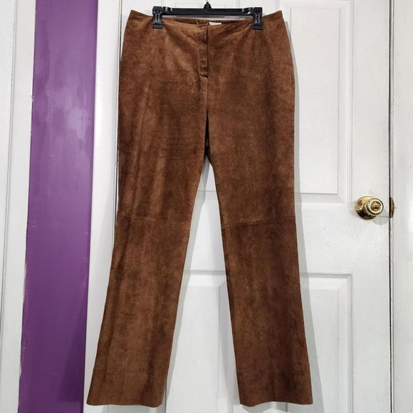 Pants - Vintage Brown Suede Floral Embossed Pants